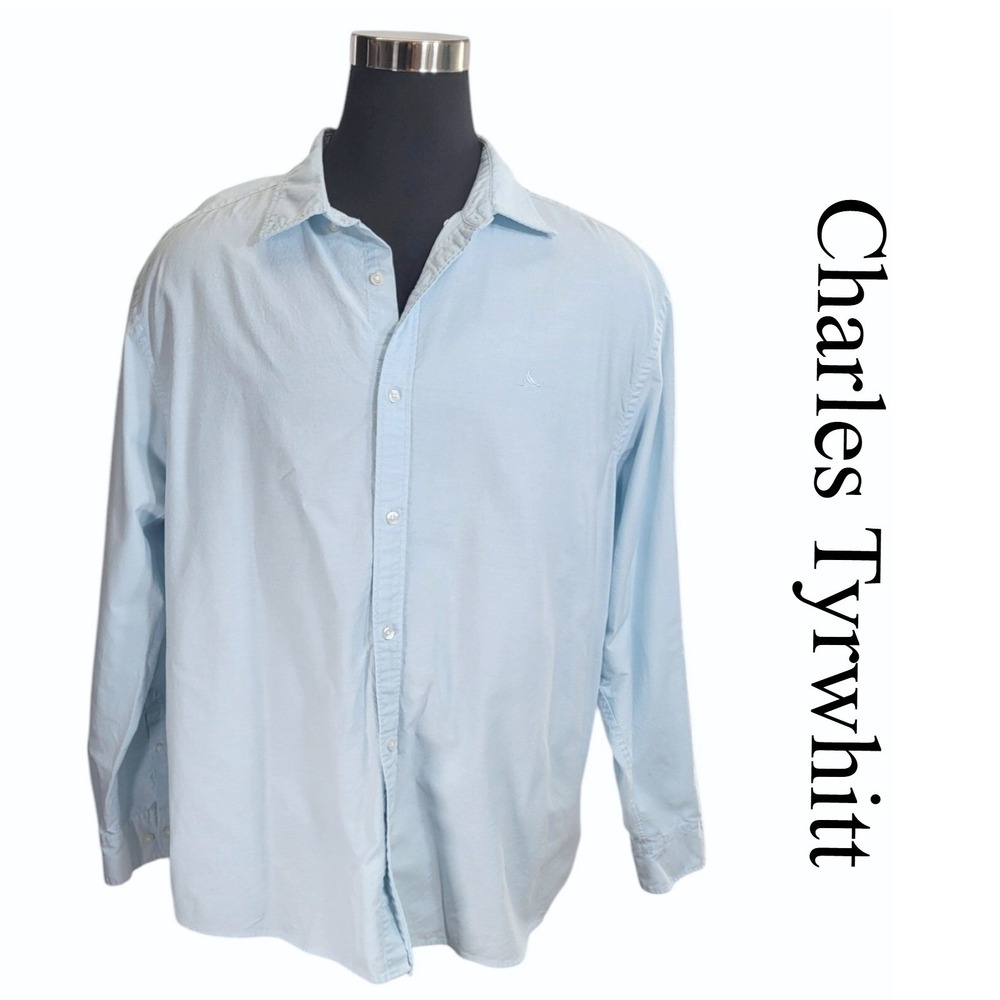 Charles Tyrwhitt Shirt Men XXXL Light Blue 100% Cotton Classic Fit Oxford Office